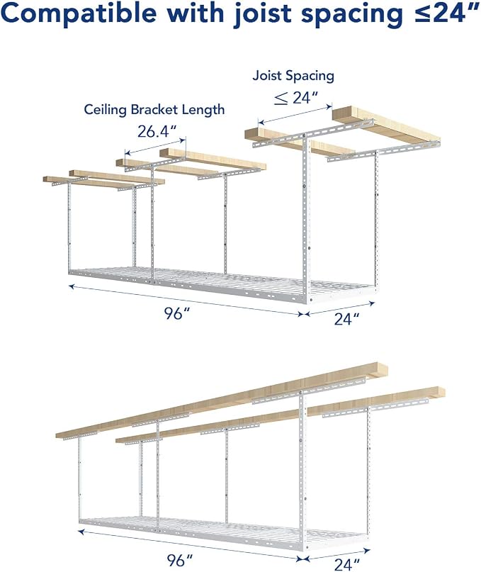 FLEXIMOUNTS 2x8 Overhead Garage Storage Rack, Adjustable Storage Organization - Image 2