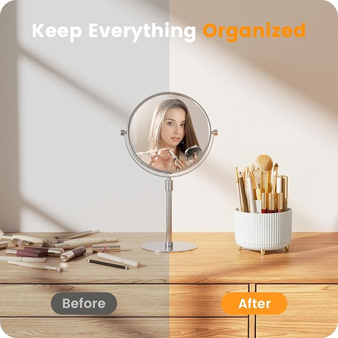 A-LuGei 【Elegant White】 5.9" Makeup Brush Holder Organizer, 【360° Rotating】 6 - Image 5