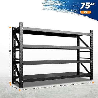 MIIIKO 75" W Storage Shelves, 8000LBS Metal Garage Storage Shelving, Heavy Duty - Image 2