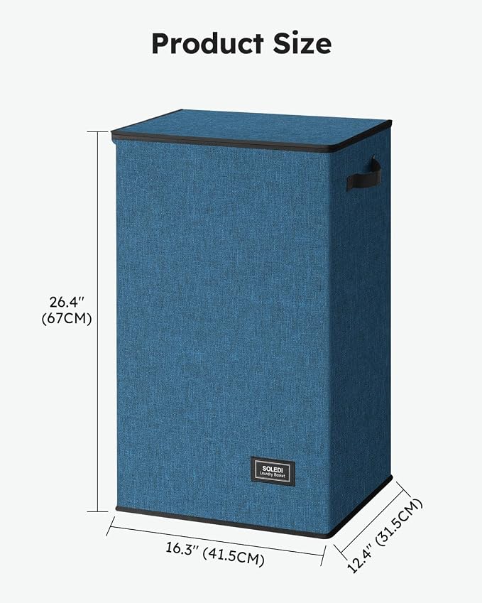 SOLEDI Laundry Hamper with Lid 90L Large & Tall Collapsible Laundry Basket - Image 9