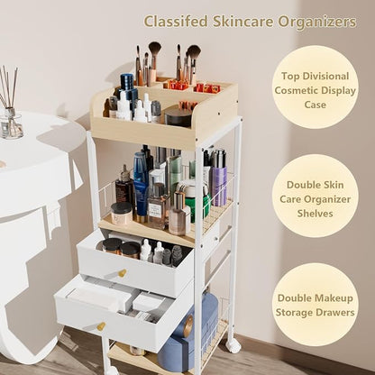 Makeup Organizer Cart Shelf Floor Skincare Organizers Make Up and Station - Image 2