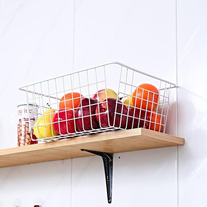 14" Upright Freezer Storage Baskets, Large White Wire Storage Bins Bakset - Image 5