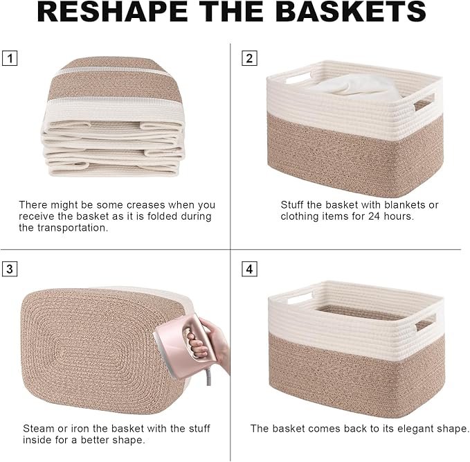 4 Pack Storage Baskets for Organizing, Woven Baskets for Shelves - Image 6