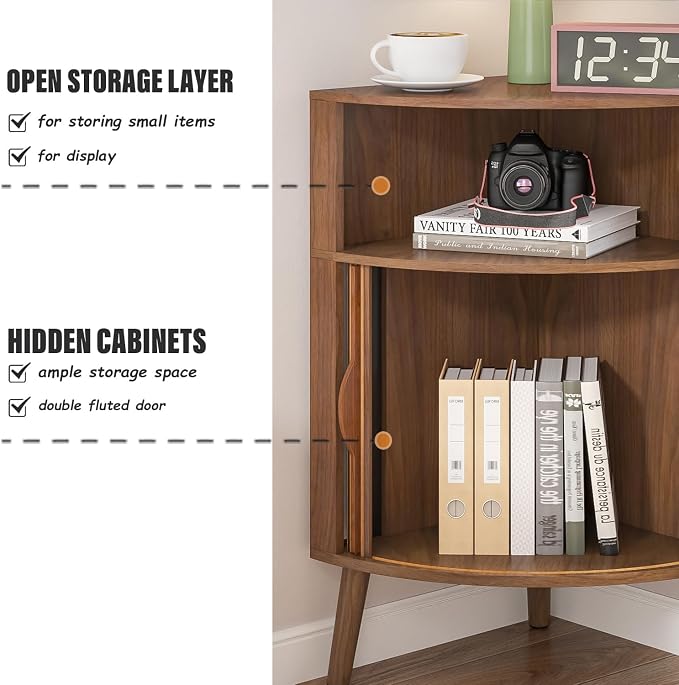Bathroom Corner Storage Cabinet, 31.5''H Small Floor Corner Cabinet - Image 6