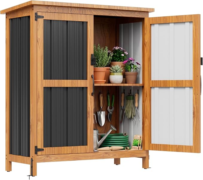 Devoko Metal & Wood Weatherproof Garden Storage Shed by DEVOKO