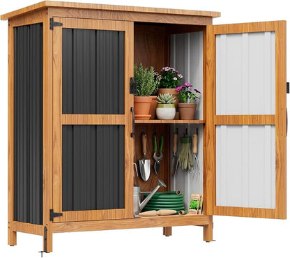 Devoko Metal & Wood Weatherproof Garden Storage Shed by DEVOKO