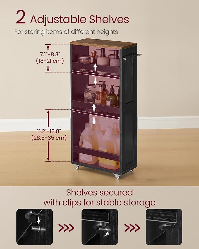 VASAGLE 4-Tier Slide-Out Storage Cart, Slim Kitchen Cart - Image 3