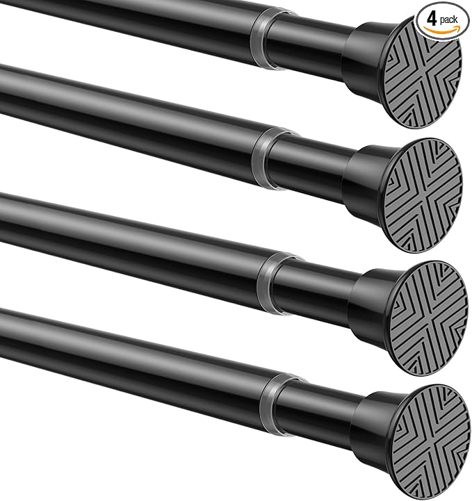 4 Pack Spring Tension Curtain Rod 32-76 inch, Adjustable Expandable Tension by SISELBATensionCurtainRod