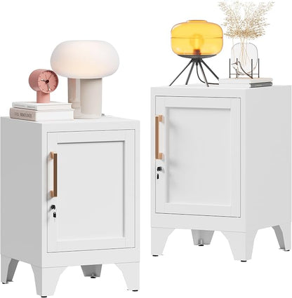 23.6" H Metal Locker Nightstand Set of 2, Small Locker Cabinet by Firstsky
