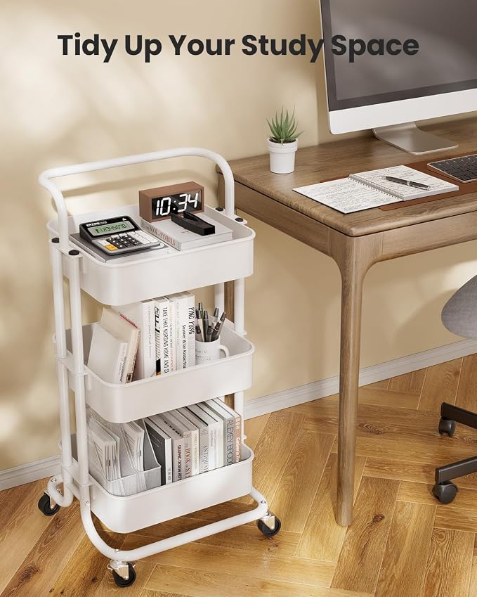 Pipishell 3 Tier Rolling Cart, Metal Utility Cart - Image 7