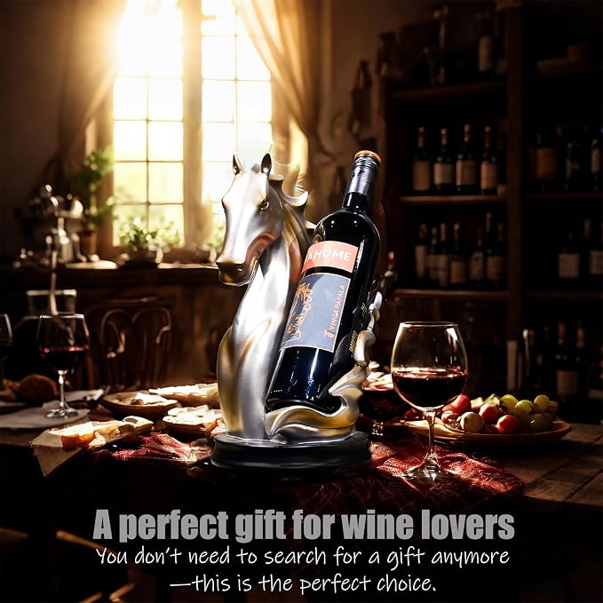 Wine Bottle Holder Wine Racks Tabletop Horse Statue as Home Kitchen Wine Cellar - Image 2
