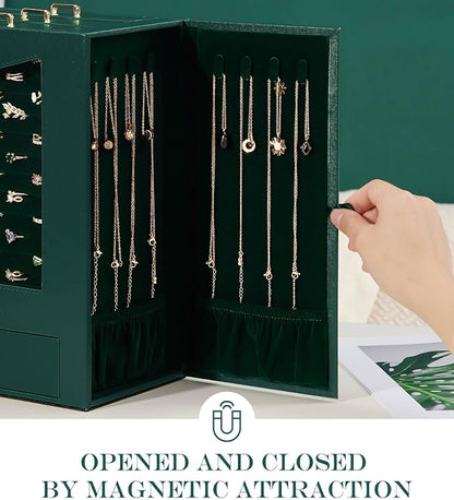 Homde Jewelry Organizer with Transparent Window Necklace Hooks Gift - Image 4