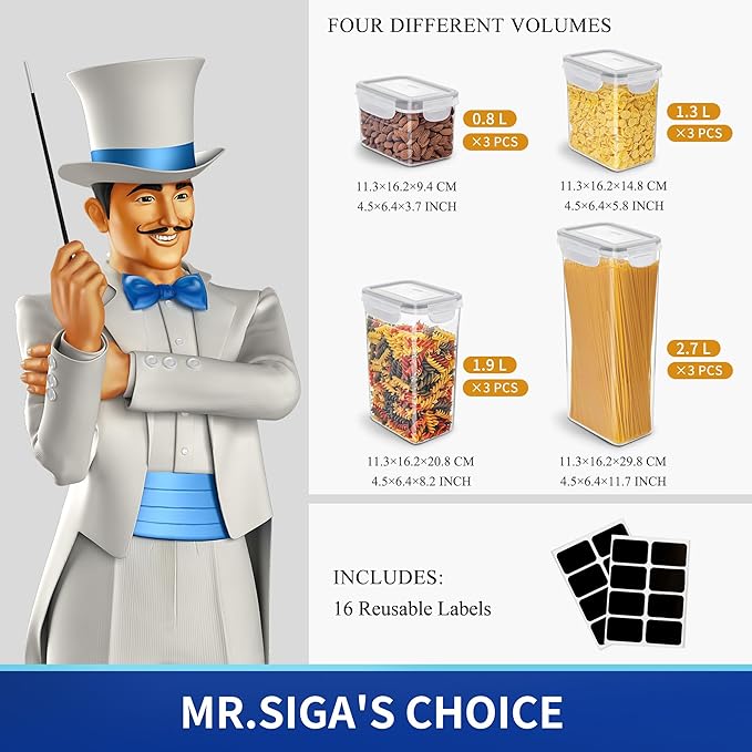 MR.SIGA 16 Pack Airtight Food Storage Container Set, BPA Free Kitchen Pantry - Image 3