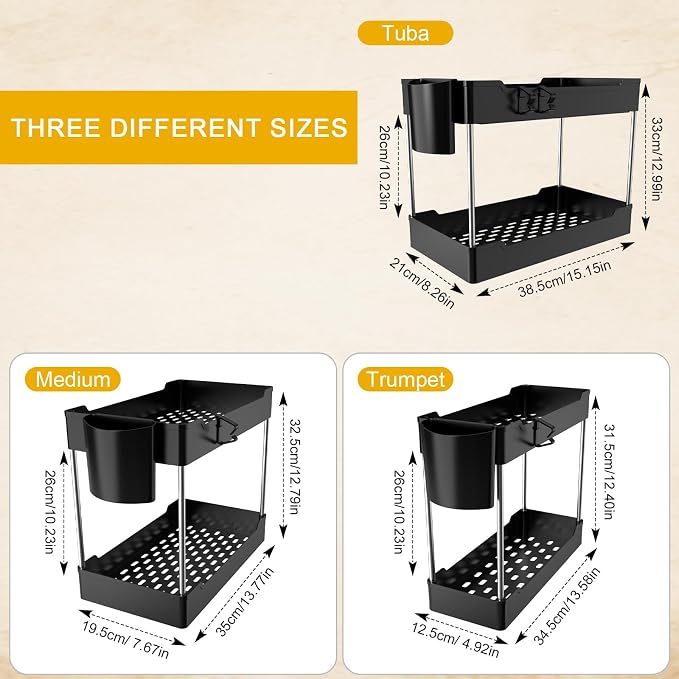 3 Pack Under Sink Organizer Bathroom and Storage Cabinet | 2 Tier - Image 3