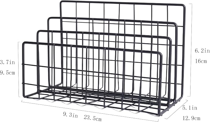 File Folder Organizer for Desktop, 3 Section Metal Vertical magazine Stand - Image 3