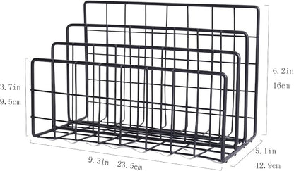 File Folder Organizer for Desktop, 3 Section Metal Vertical magazine Stand - Image 3