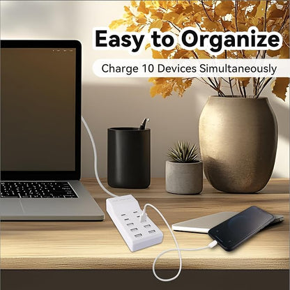 USB Charging Station with 6 USB-A & 4 USB-C Ports, 50W 10A USB Charger Block - Image 6