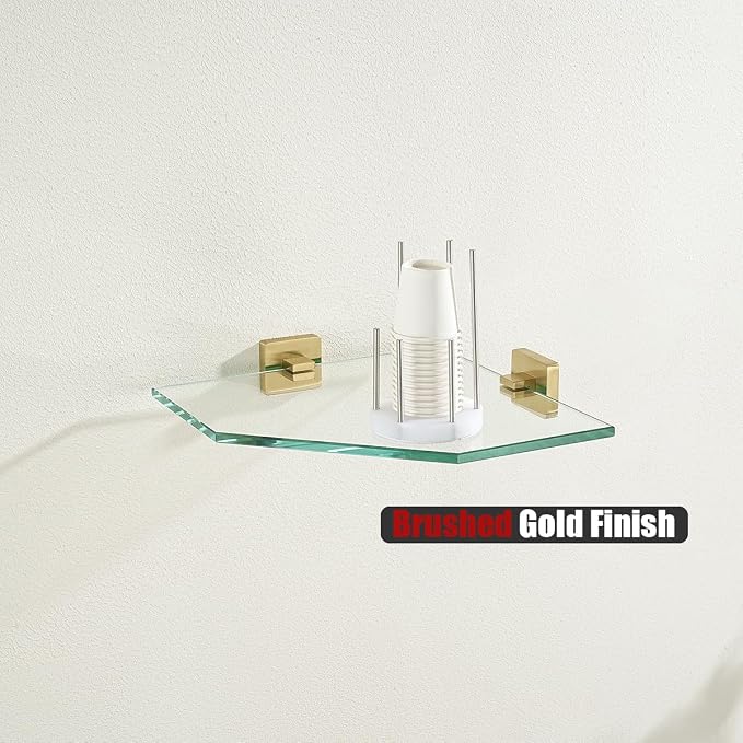 JQK Corner Glass Shelf, Brushed Gold Bathroom 304 Stainless Steel Shower - Image 4