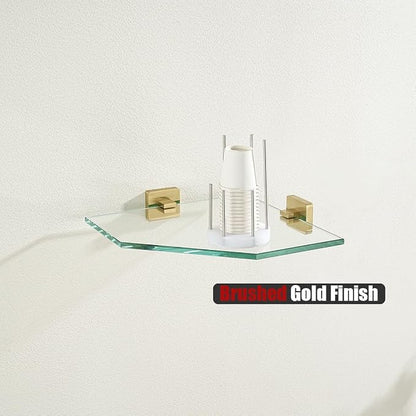 JQK Corner Glass Shelf, Brushed Gold Bathroom 304 Stainless Steel Shower - Image 4