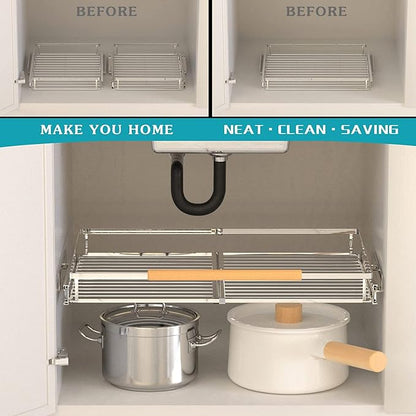 Expandable Sliding Basket, Pull-Out Cabinet Organizer, Heavy Duty Slide Out - Image 4