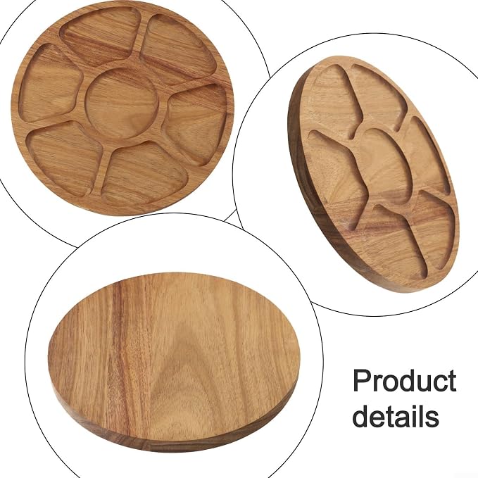 Wood Serving Tray with Compartments - Image 8