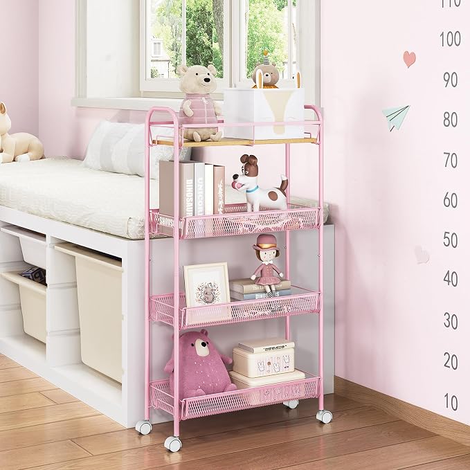 TOOLF 4-Tier Slim Rolling Cart, Metal Storage Cart - Image 7