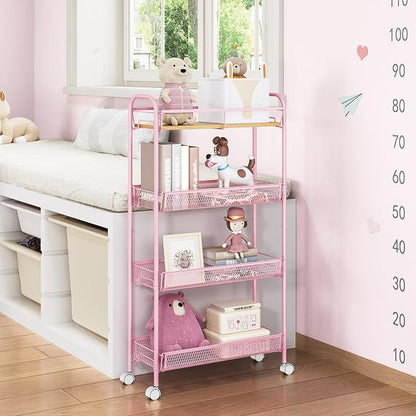 TOOLF 4-Tier Slim Rolling Cart, Metal Storage Cart - Image 7