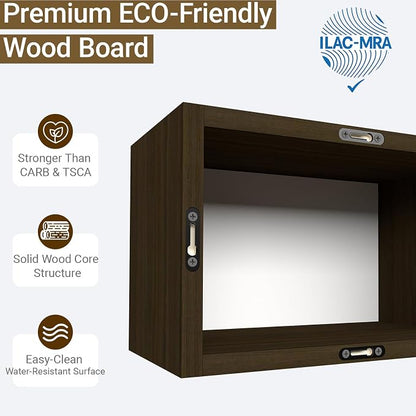 Premium Black Walnut Floating Cube Shelves, Eco-Friendly Wood Box-Style Wall - Image 3