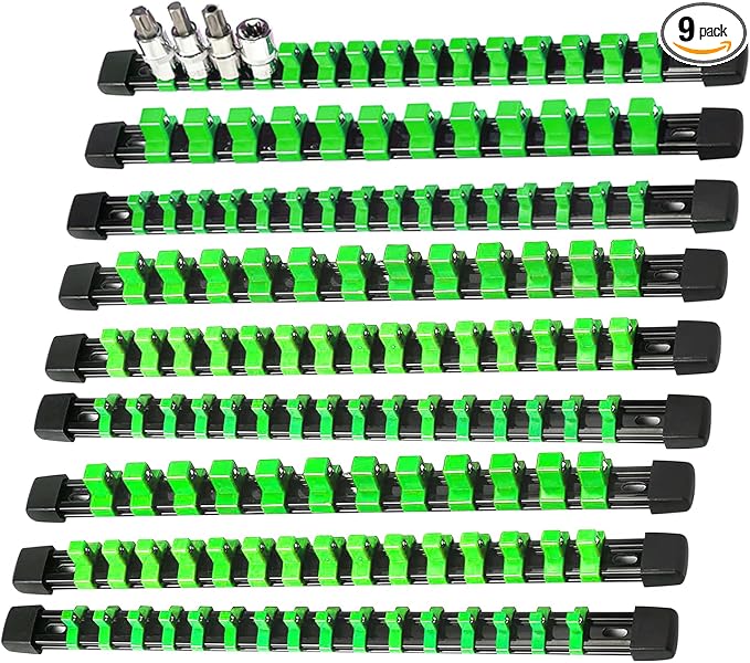 AMM 9-Piece Socket Organizer, 1/2 inch, 3/8 inch and 1/4 inch Drive ABS by AMMTOOL