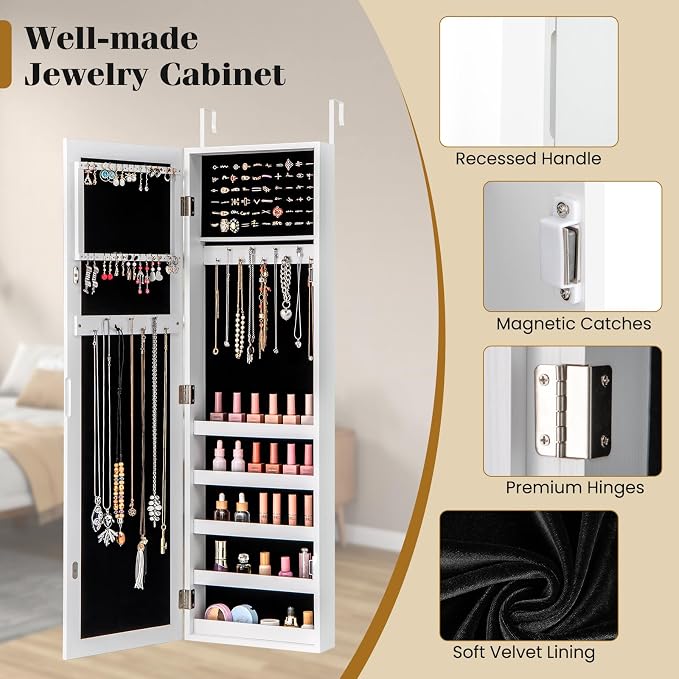 Giantex Wall or Door Mounted Jewelry Cabinet - Image 6