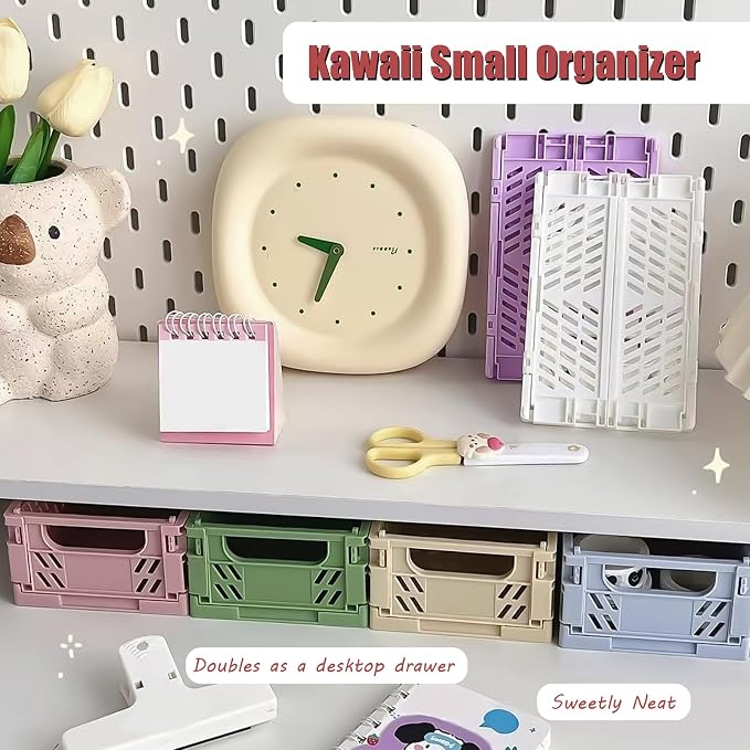 Pastel Plastic Storage Baskets 2 Pack, Collapsible Crates - Image 5
