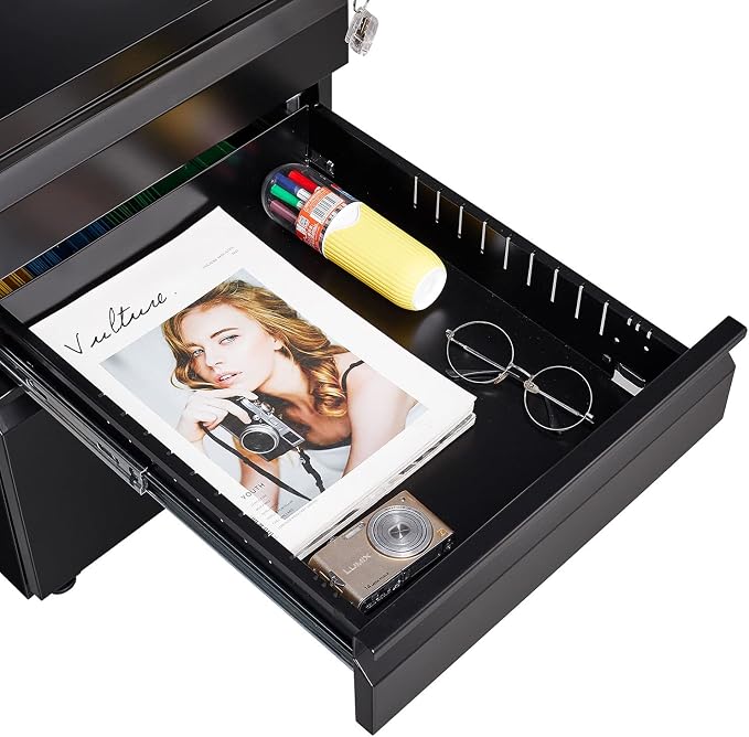 3-Drawer Lockable Mobile File Cabinet – Metal A4/Letter/Legal Size Storage - Image 5
