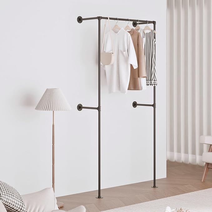 Industrial Pipe Clothing Rack, Heavy Duty Wall Mounted Clothes Rack, Retail - Image 8