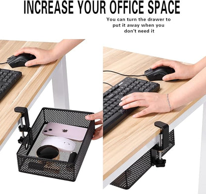 Mesh Desk Organizer and Clamp-on Swivel Pencil Drawer, Desk Hidden Extra Sturdy - Image 2
