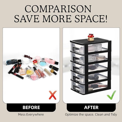 Cabilock 5 Drawer Plastic Storage Organizer Clear Desktop Drawer Storage Cabinet - Image 5
