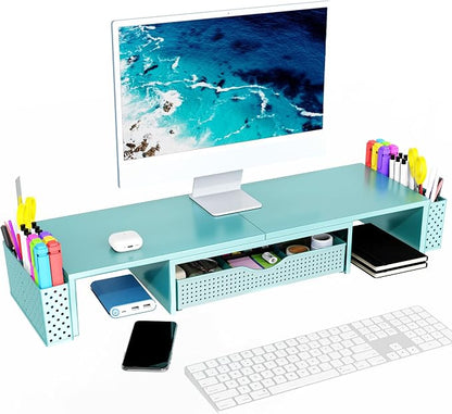 Spacrea Metal Desk Organizers and Accessories, Dual Monitor Stand Riser - Image 2