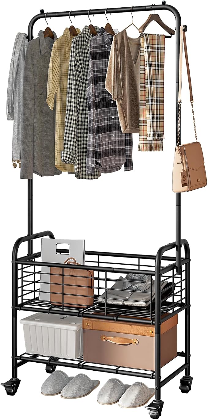 SUOERNUO Laundry Cart with Hanging Rack Rolling Laundry Hamper Sorter with by SUOERNUO