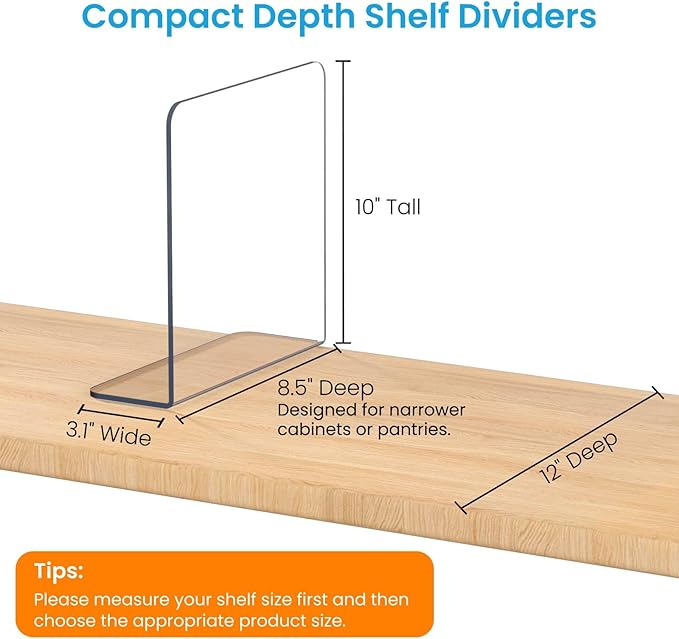 OKPOW Shelf Dividers for Closet Organization: 12 Pack Durable Clear Acrylic - Image 2