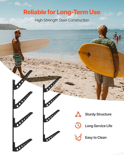 VEVOR Surfboard Wall Mount, 4 Tiers Horizontal Surfboard Rack - Image 4