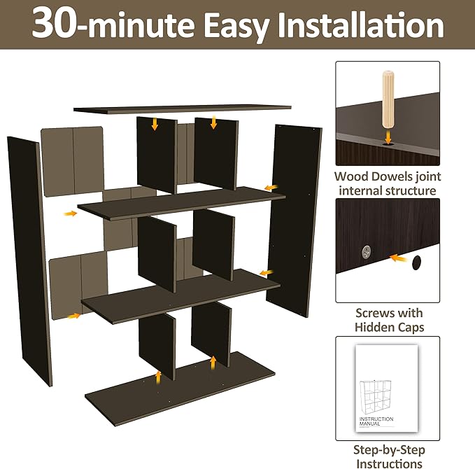 PrimeZone Stackable 9 Cube Storage Organizer: Wood Cubes Shelf Fits Cubby Bins - Image 5