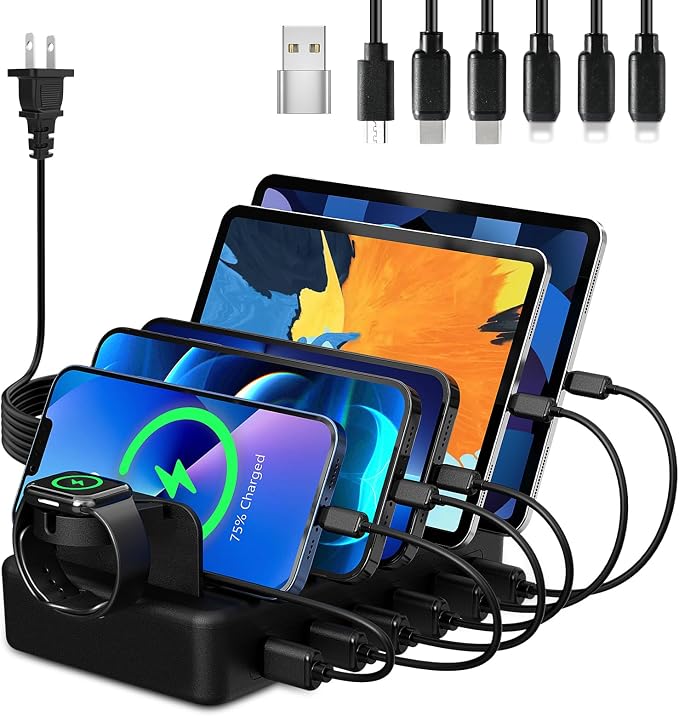 Charging Station for Multiple Devices, CREATIVE DESIGN 50W 6 Ports USB Charger by CREATIVEDESIGN
