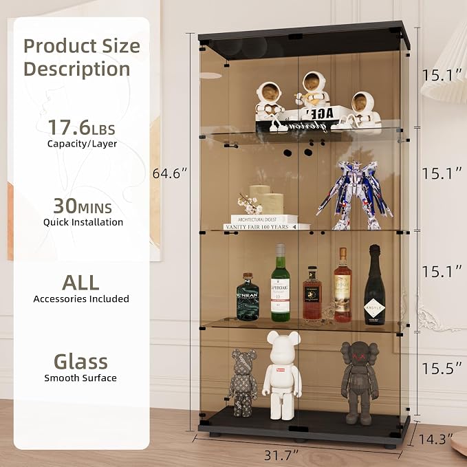 Beauty4U Glass Display Cabinet - Image 2