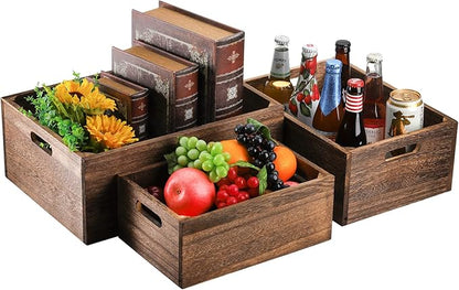 Frcctre Set of 3 Wood Nesting Storage Crates - Image 4