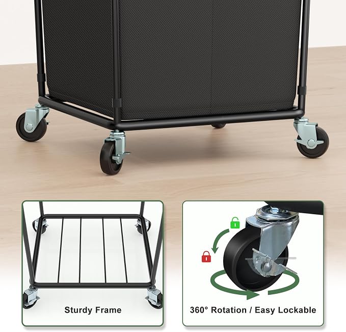 2PK Laundry Hamper with Wheels, Rolling Laundry Basket with Wheels Laundry - Image 6