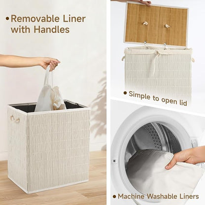 Laundry Hamper with Lid, 39.6 Gallon Large Laundry Basket 2 Removable Liner Bags - Image 7
