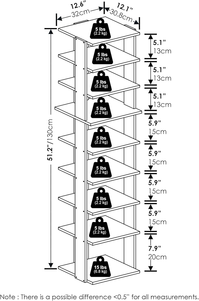 Furinno Compact Vertical Shoe Rack, 9-Tier Narrow Shoe Organizer, Free Standing - Image 3