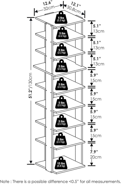 Furinno Compact Vertical Shoe Rack, 9-Tier Narrow Shoe Organizer, Free Standing - Image 3