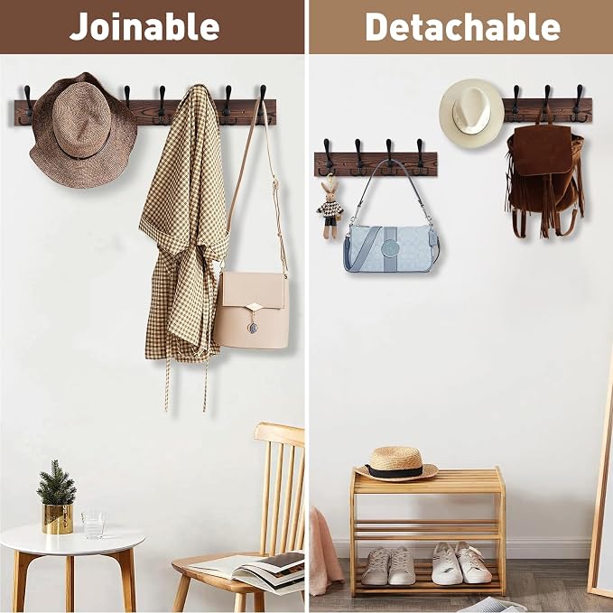 32.2'' Large Coat Rack Wall Mount Coat Hooks Coat Hanger - Image 7