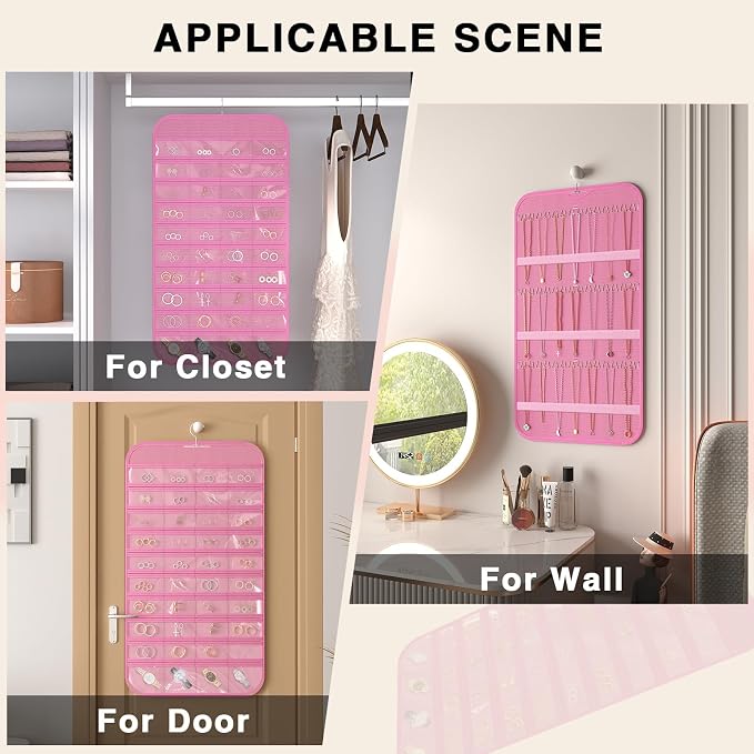 Hanging Jewelry Organizer Storage, 40 Pockets 36 Hooks Necklace Earring - Image 7