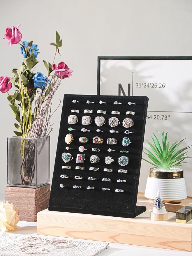 Ring Board Display Stand, Velvet Jewelry Earring Organizer Holder - Image 2
